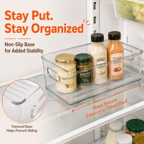 4 Pack Fridge Organizer Bins (10'' x 6'' x 3'')