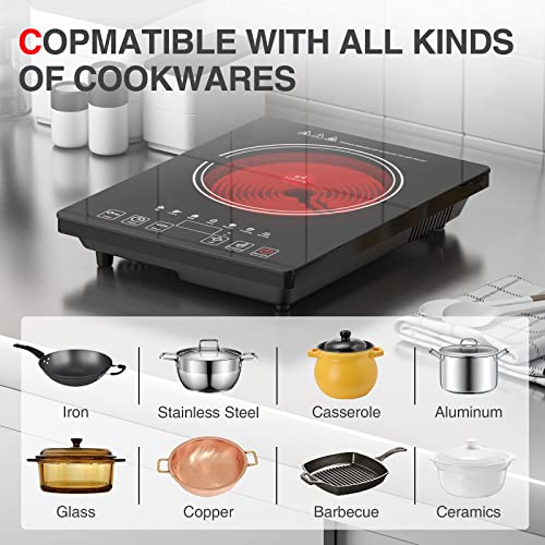 Electric Cooktop Portable Stove 1800W (Black Single)