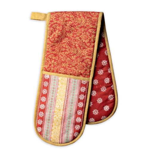 Double Oven Mitts 100% Cotton Double Oven Glove (067 - Sofia / 7" x 35" (Double Oven Mitt))