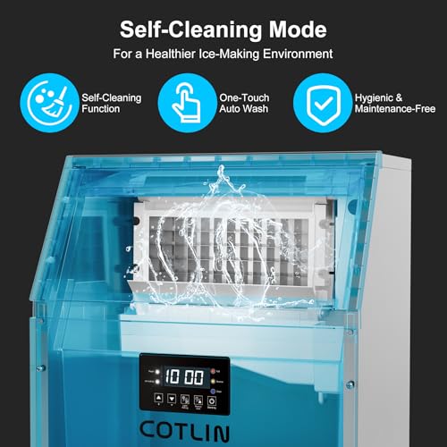 200Lbs 24H Commercial Ice Maker Machine 60 Ice (Silver / 16"D x 20"W x 32"H)