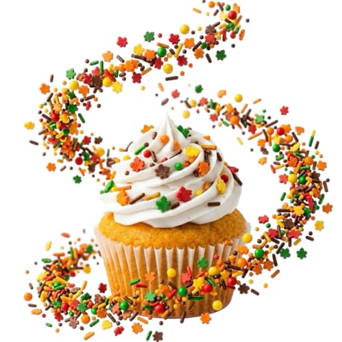 Autumn Themed Sprinkle Blend with Colored Sugar Leaf Shapes (Orange, red, yellow)