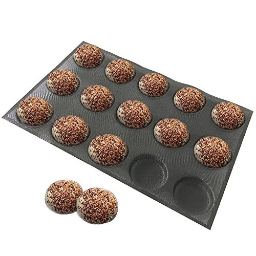 Silicone Hamburger Bread Forms Round Shape Bread Tray Silicone Perforated Silicone Bakery Molds Crusty Bread Bakeware (15 Caves 4" Round Shape)