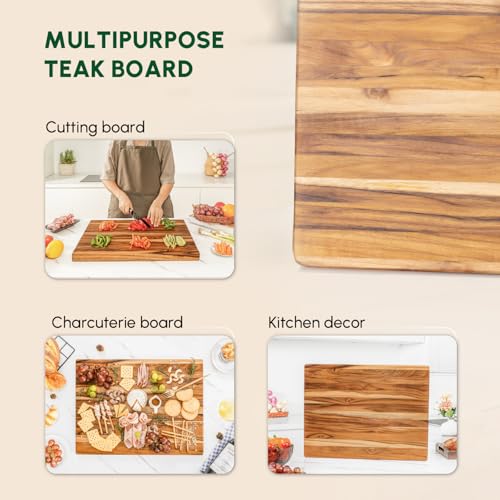 Teak Wood Cutting Board with Hand Grip (22"L x 16"W)