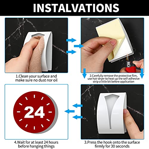 4 Pcs Self Adhesive Kitchen Towel Hook Holder (White)