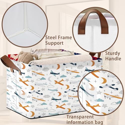Aviation Themed Storage Basket Large 17x11.5x10.5 Inche (Color Aircraft)