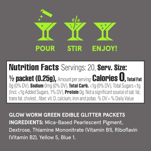 Glow Worm Green Edible Glitter Packets 2 Pack (2 Pack / Glow Worm Green)