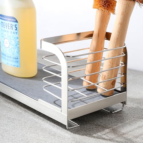 Wipe Free Sink Organizer with Drying Stone (Silver)