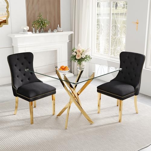 Square Glass Dining Table for 4 (Gold Square Table / 1 Piece)