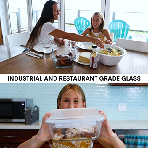 3300 ml 112 oz Large Glass Food Storage Containers with Lids (Light Blue)