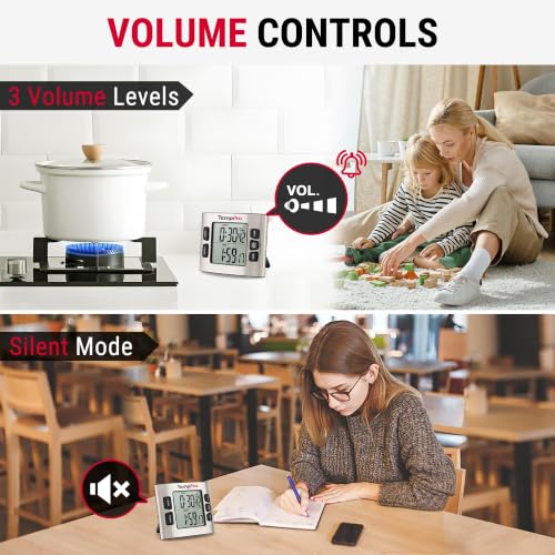TM02 24H Kitchen Timer with Dual Digital Timers & Clock Mode