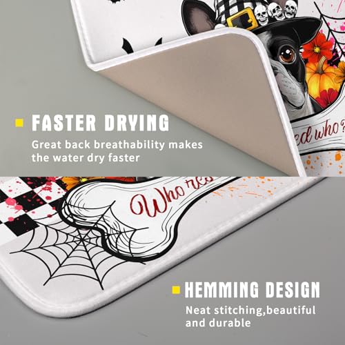 Dish Drying Mat for Kitchen Counter (Halloween Dog 623 / 18" x 16")