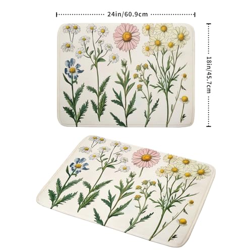 Wild Flowers Dish Drying Pad Reversible Microfiber Dish Mat Floral Drainer Rack Coffee Bar 18 X 24 Inch (Blossom Daisy 1104 / 24" x 18")