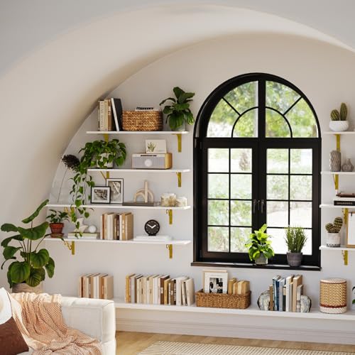 Long Wall Shelves (White and Gold / 31.5 Inch)