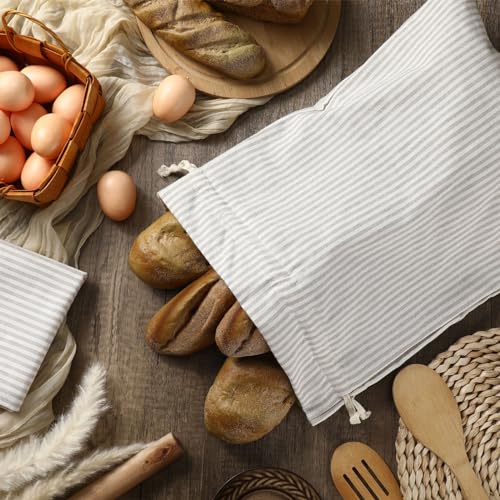 2 Pcs Linen Bread Bags for Homemade 13 x 17 Inches Sourdough Bread Container Reusable Linen Storage Bag with Plastic Saver Natural Large Storage for Artisan Bag (2 Count)