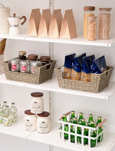 Pantry Baskets for Organizing (Natural(Seagrass) / 13 ½"L x 10 ¾"W x 5"H)