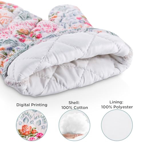 Oven Mitt Extra Long Cotton Cooking Kitchen Mitts with Non (Mandala - Oven Gloves)