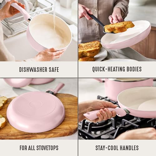 2 Piece 8" & 10" (8" and 10" Frying Pan Skillet Set / Blush Pink)
