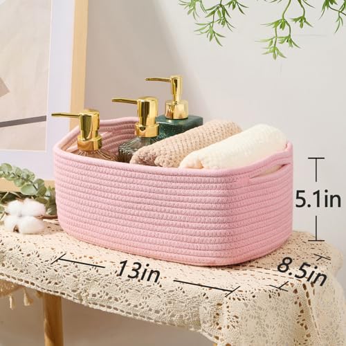 Small Storage Baskets for Organizing (3pcs-L13xW8.5xH5.1" / Light Pink)