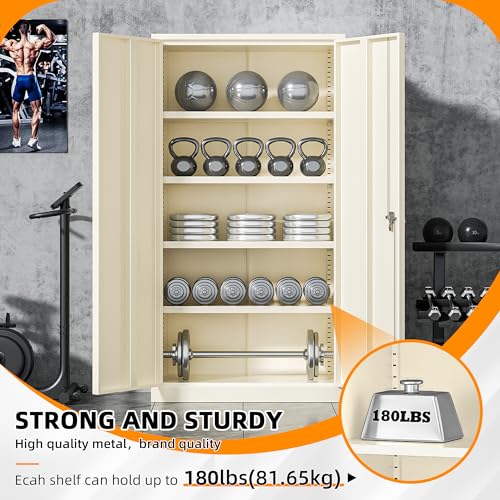 Metal Garage Storage Cabinet (Putty / 72")
