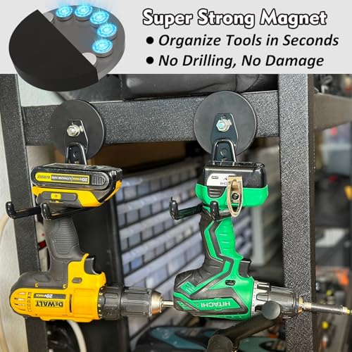 Super Strong Magnetic Hooks (3.46in Magnet L Black Hooks 2PCS)