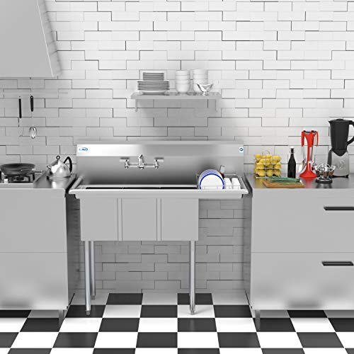 3 Compartment Stainless Steel NSF Commercial Kitchen Sink with Drainboard (Right Drainboard)