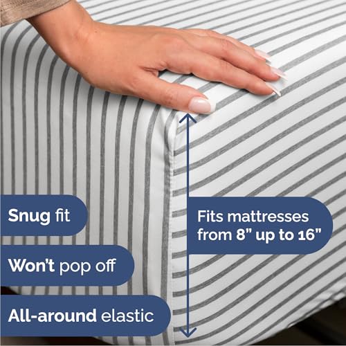 Queen Size 4 Piece Sheet Set (45 - Grey Stripes 2 / Queen)