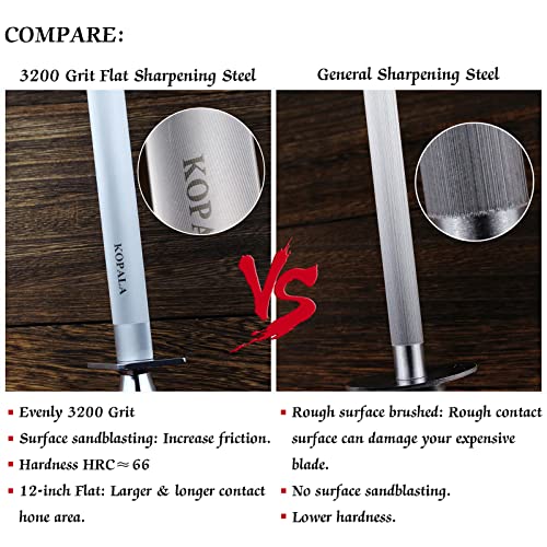 Sharpening Steel Knife Sharpener Rod Flat 12 IN Honing Steel for Knife