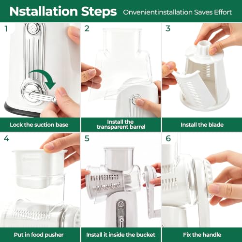 Rotary Cheese Grater 5 Blades (White)