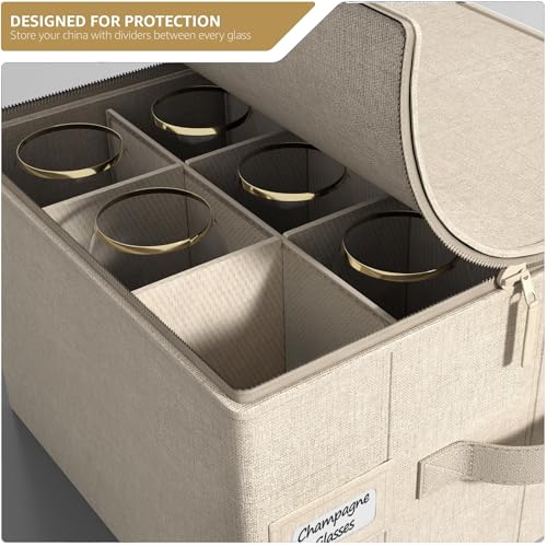 Champagne Flute Storage Box (Beige / Flute Glass Storage)