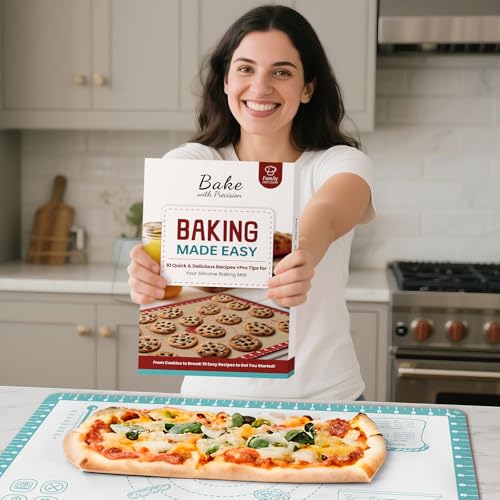 Non Stick Silicone Pastry Mat with 10 Quick Recipes (Mint / 28"L x 20"W)