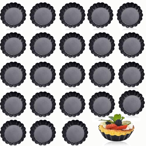 24Packs Mini Tart Pans 3 Inch with Removable Botttom (3.15-inch X 0.8 inch)