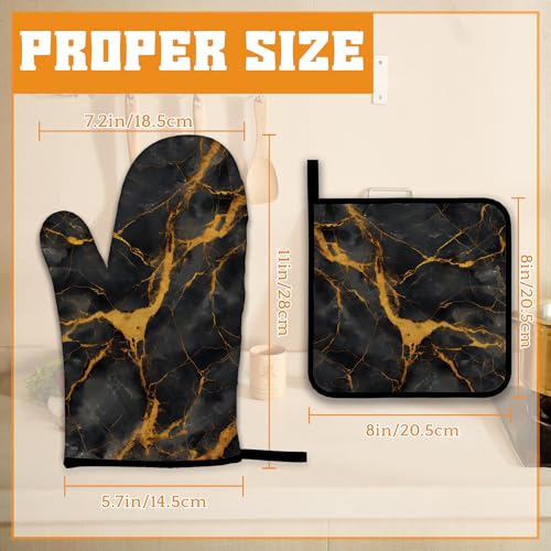 Marble Oven Mitts and Pot Holders Set (4 Count)