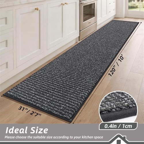 Kitchen Runner Rugs 31"x120" (Charcoal / 31" X 120" (Rectangular))