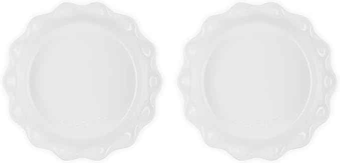 Le Creuset Stoneware Set of 2 Heritage Fluted Pie Dish, 9", White