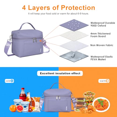 NOL Insulated Lunch Bags for Women Cooler Bag Lightweight Nylon Waterproof Lunch Box for Work
