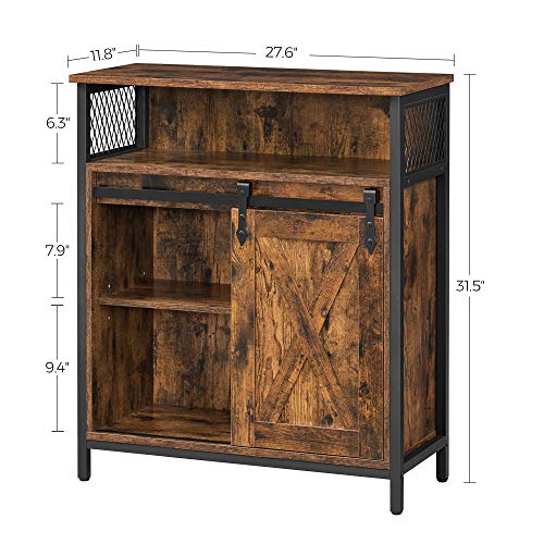 Buffet Cabinet (Without Power Outlet and Light / 11.8"D x 27.6"W x 31.5"H / Rustic Brown + Ink Black)