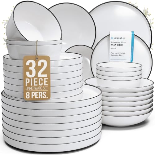 32 Piece White Dinnerware Set for 8 (Scandi White / Set for 8 (32pcs))