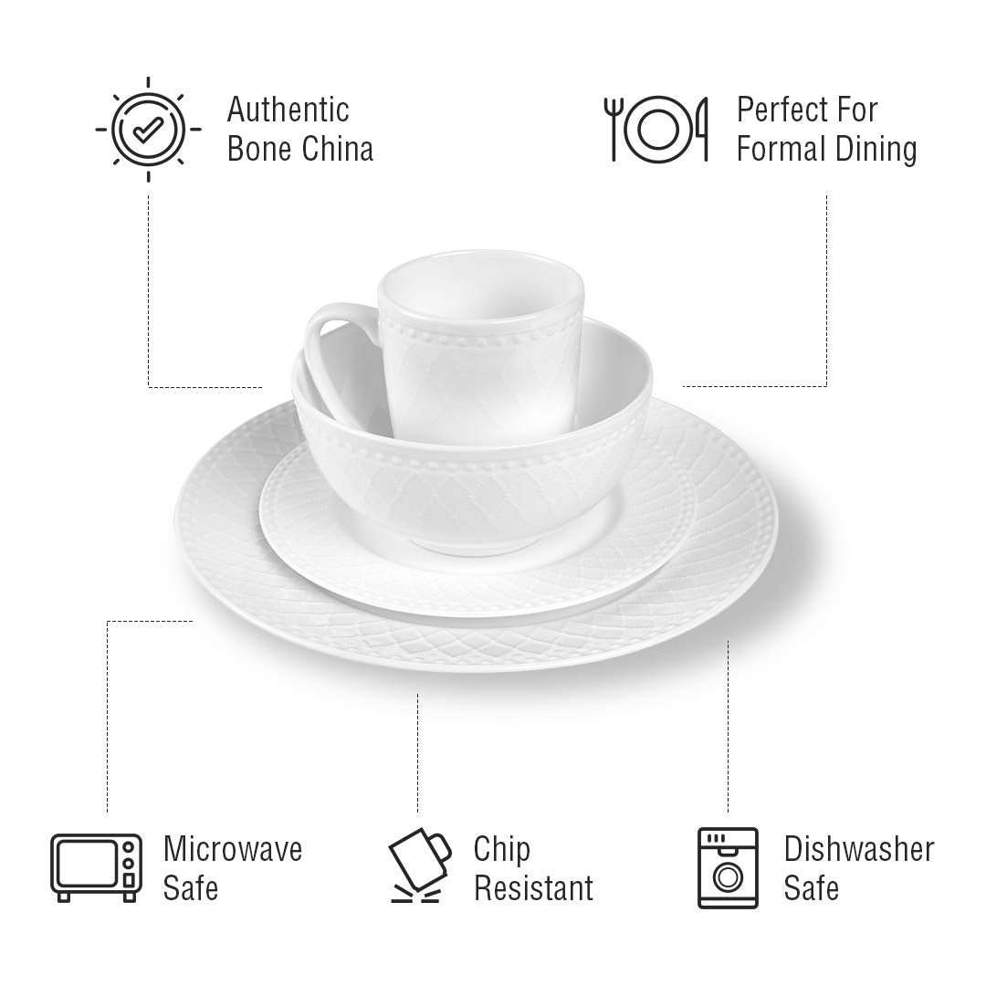 Alexandria 16 (Basket - White / 16 Piece Service for 4)