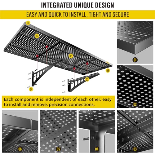 2 Pack 1.64x4ft Adjustable Garage Wall Shelving 560lbs Load Capacity Heavy Duty Wall Mounted Storage Shelf Metal Floating Shelves for Garage (2pack-1.64x4ft / Black)