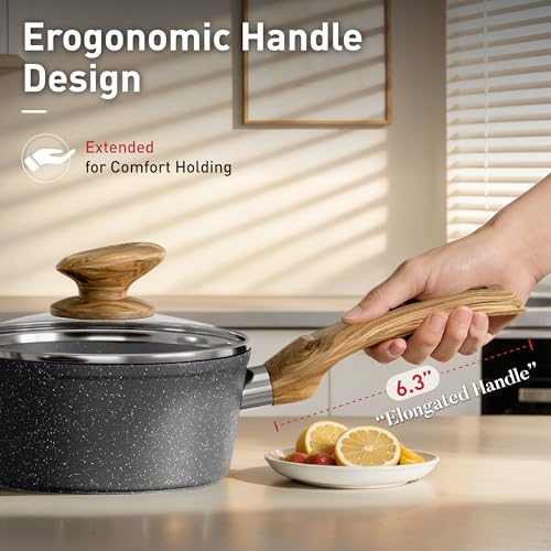 Pots and Pans Set Non Toxic (Gray / 12 Pcs Cookware Set)