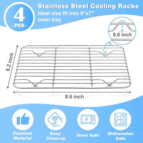 4 Pcs Baking Wire Rack for Cooling (8.6 Inch)