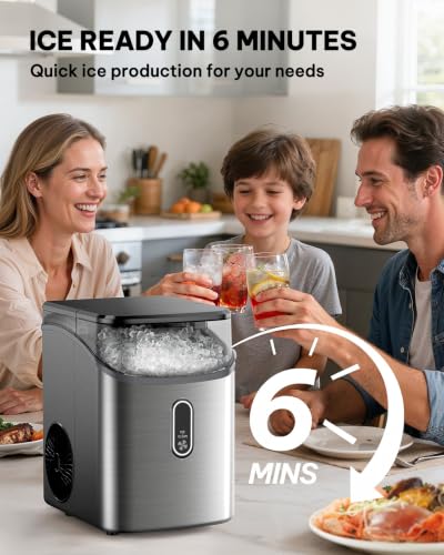 Nugget Ice Maker Countertop (Stainless Steel Silver / 33 lbs)
