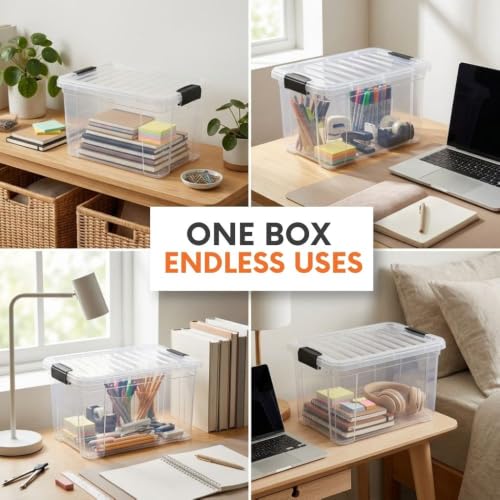 2.5 Quart Clear Plastic Storage Boxes with Lids (2.4 Quart)