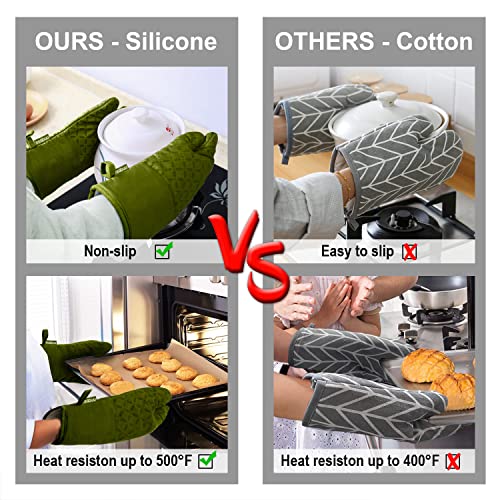 Oven Mitts and Pot Holders 6pcs Set (Olive Drab)