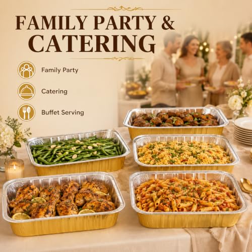 15 Pack Aluminum Pans with Lids Half Size 9x13 Extra Heavy Duty (15 Count)
