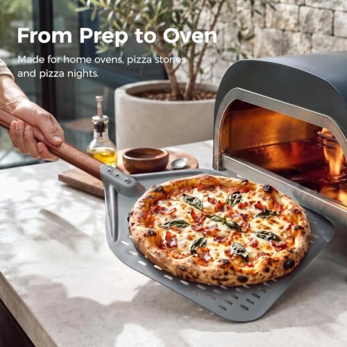 12" x 15" Perforated Aluminum Pizza Peel (12" - 26 inch overall-1)