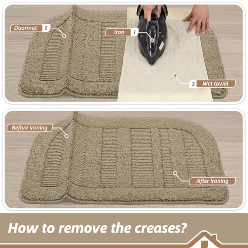 Kitchen Rugs Set of 2 Non Slip Washable 24"x36"+24"x60" (24" x 36" + 24" x 60" / Beige)