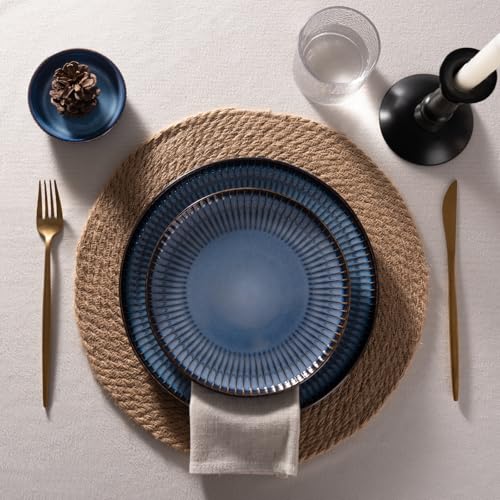 Stoneware Dinnerware Sets for 4 (Starry Blue / Service for 4)