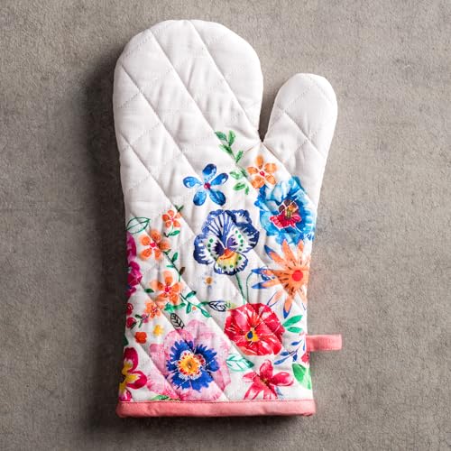 Maison d'Hermine Oven Gloves 100% Cotton Oven Mitt (052 - Happy Florals - High Summer / 7.5" x 13" (Oven Mitt))