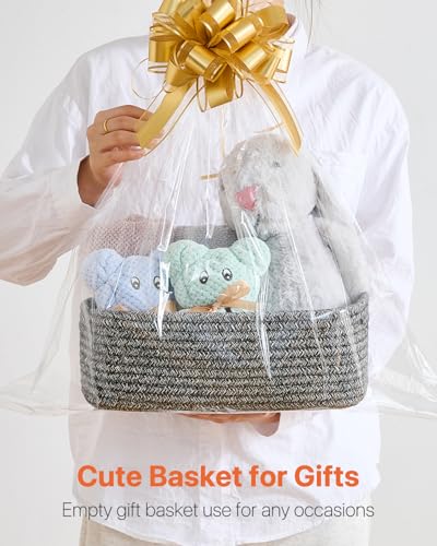 Small Woven Storage Basket for Organizing (Mixed Black / 12"L x 8"W x 4.5"H)